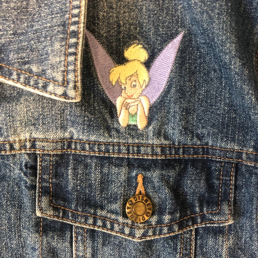 XXL Disney jean jacket tinker bell on front and back